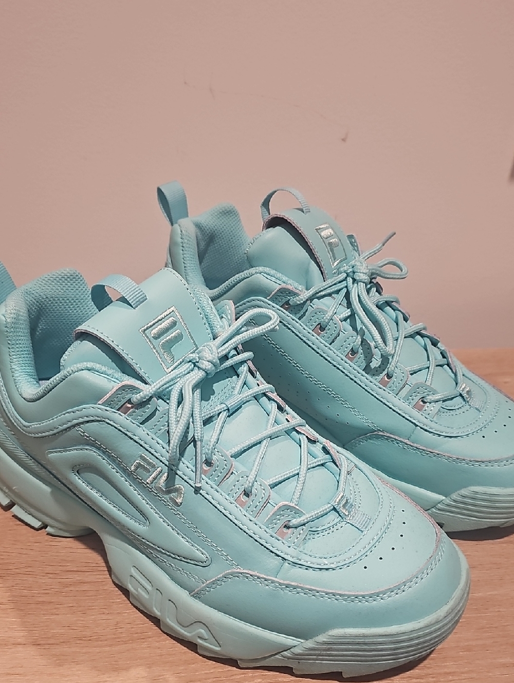 Fila Disruptor II Chunky Sneakers in Aqua Blue